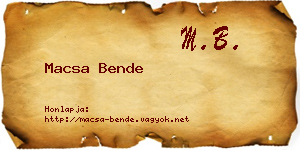 Macsa Bende névjegykártya